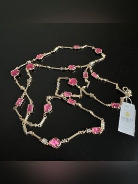🍁 Kendra Scott Yazmin Gold Long Necklace in Berry Mix